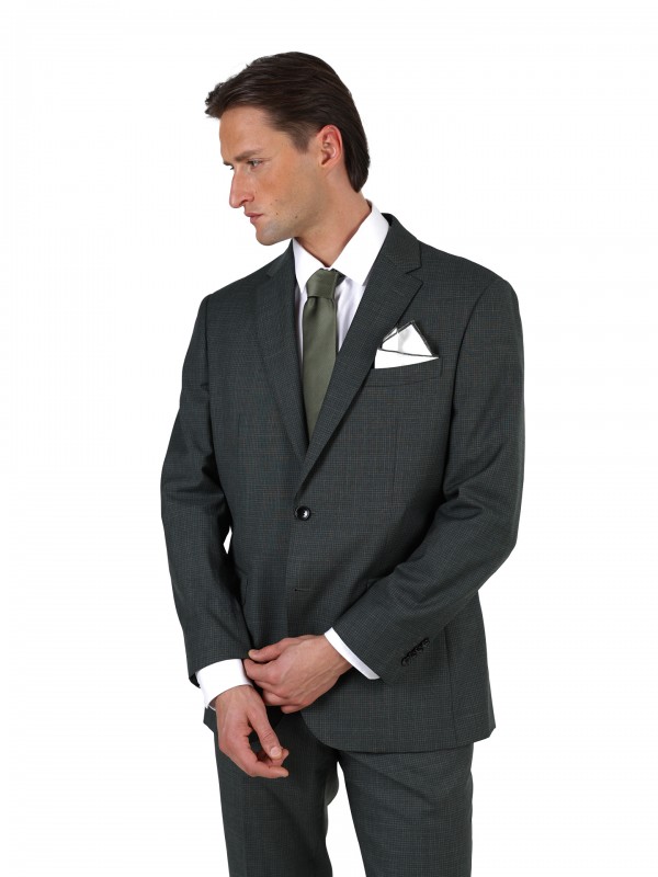 Fato de micro padrão regular fit de lã Fato de micro padrão regular fit de lã