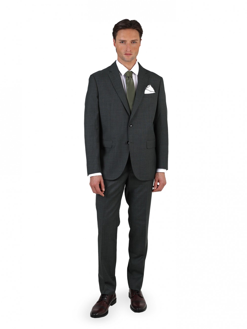 Regular-fit micro-pattern wool suit