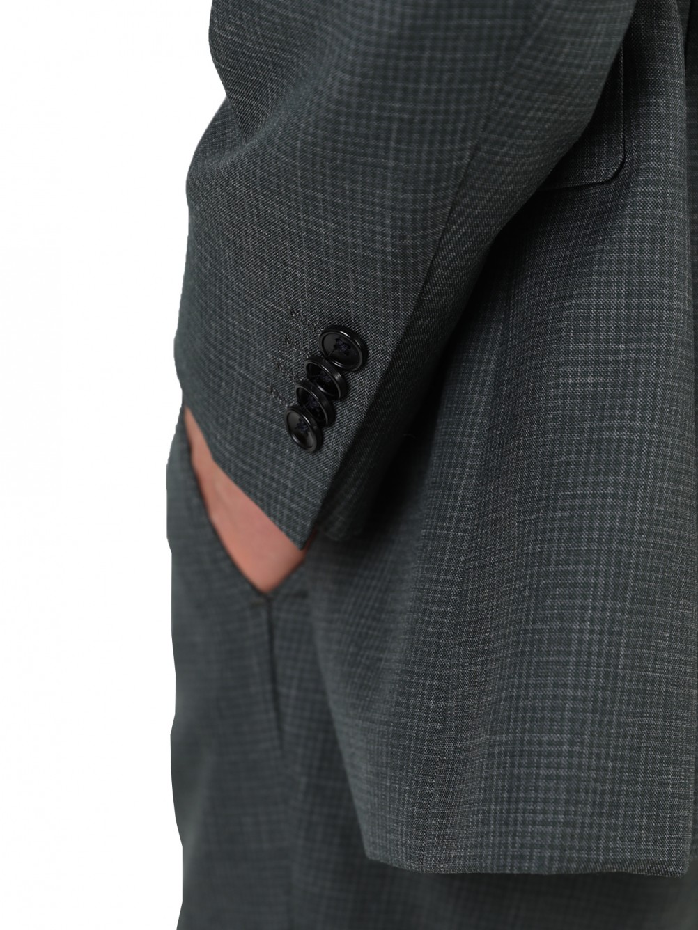Regular-fit micro-pattern wool suit