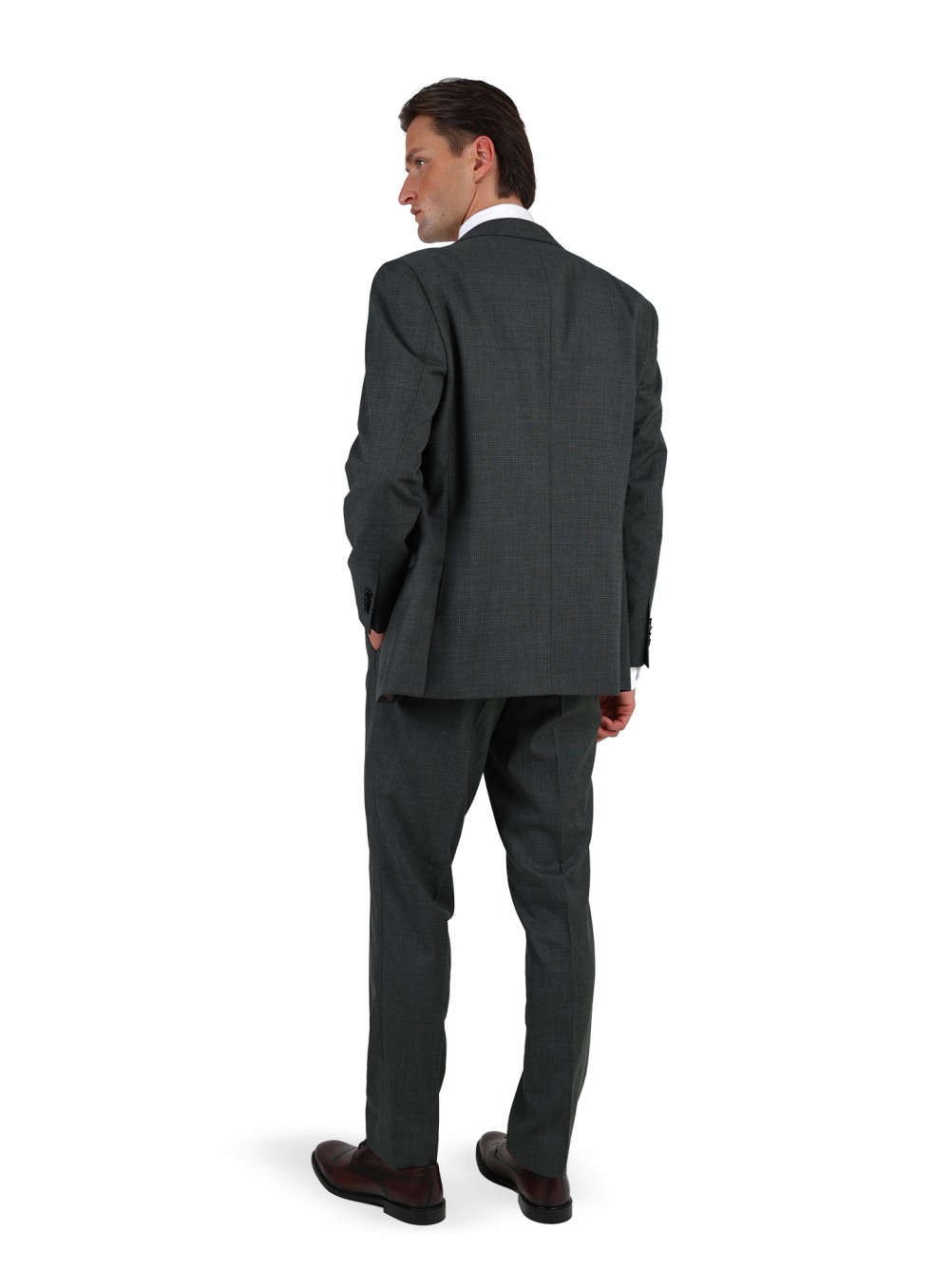 Regular-fit micro-pattern wool suit