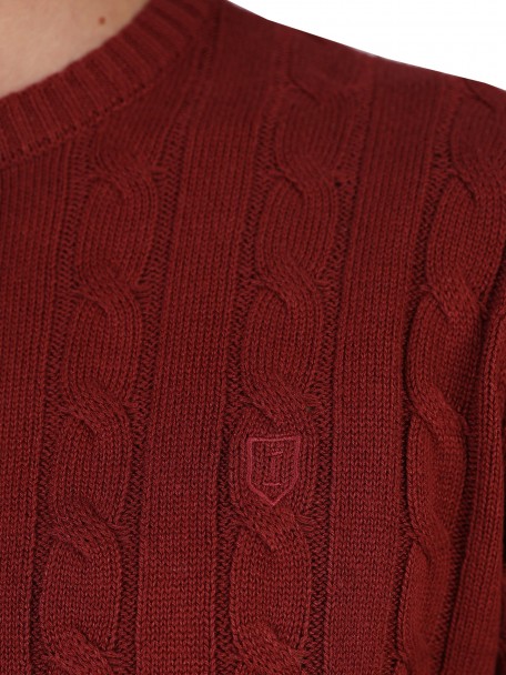 Camisola de malha de algodão efeito entrançado Camisola de malha de algodão efeito entrançado