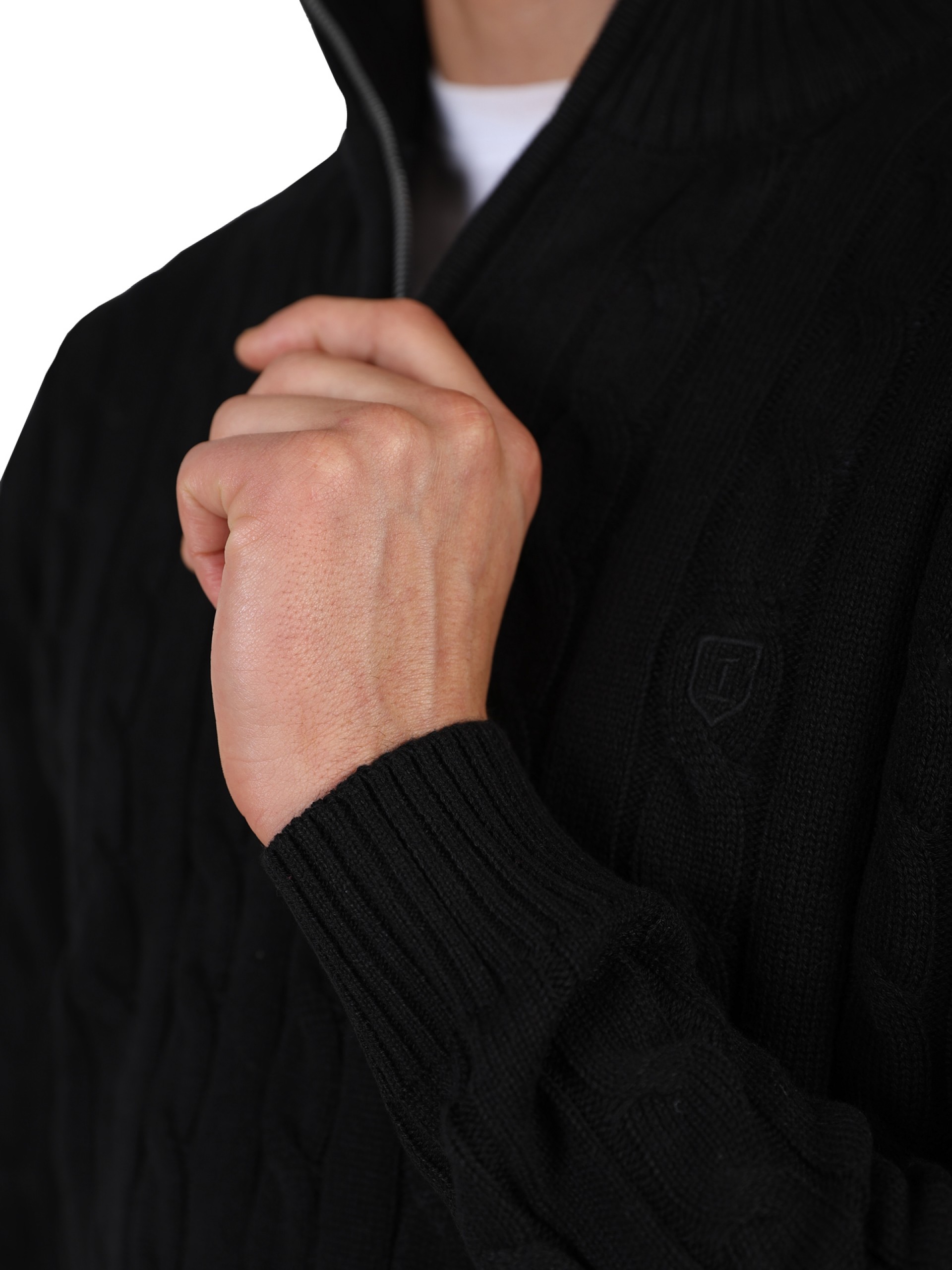 Camisola meio fecho com efeito entrelaçado