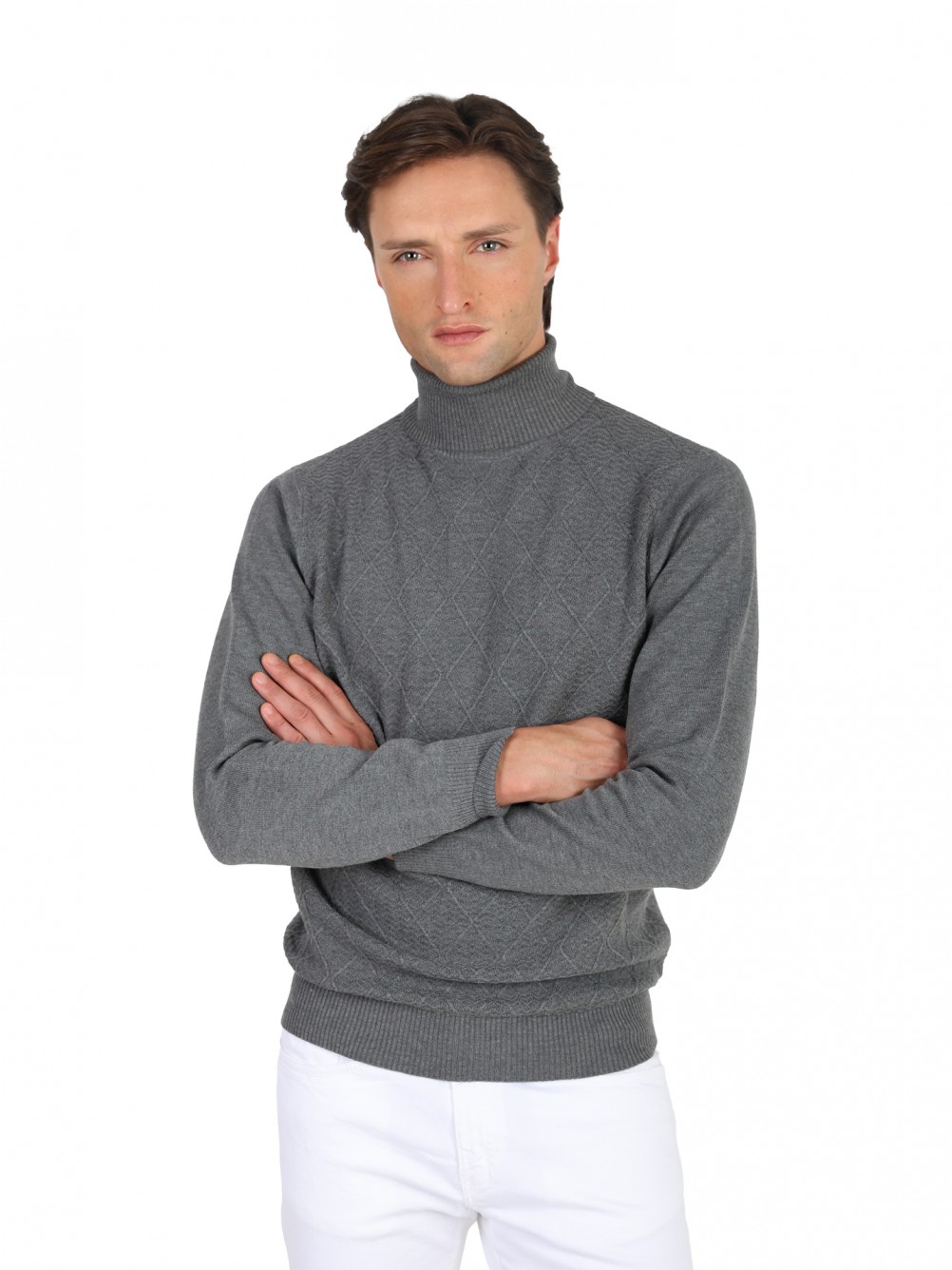 Jersey de cuello alto con efecto trenzado