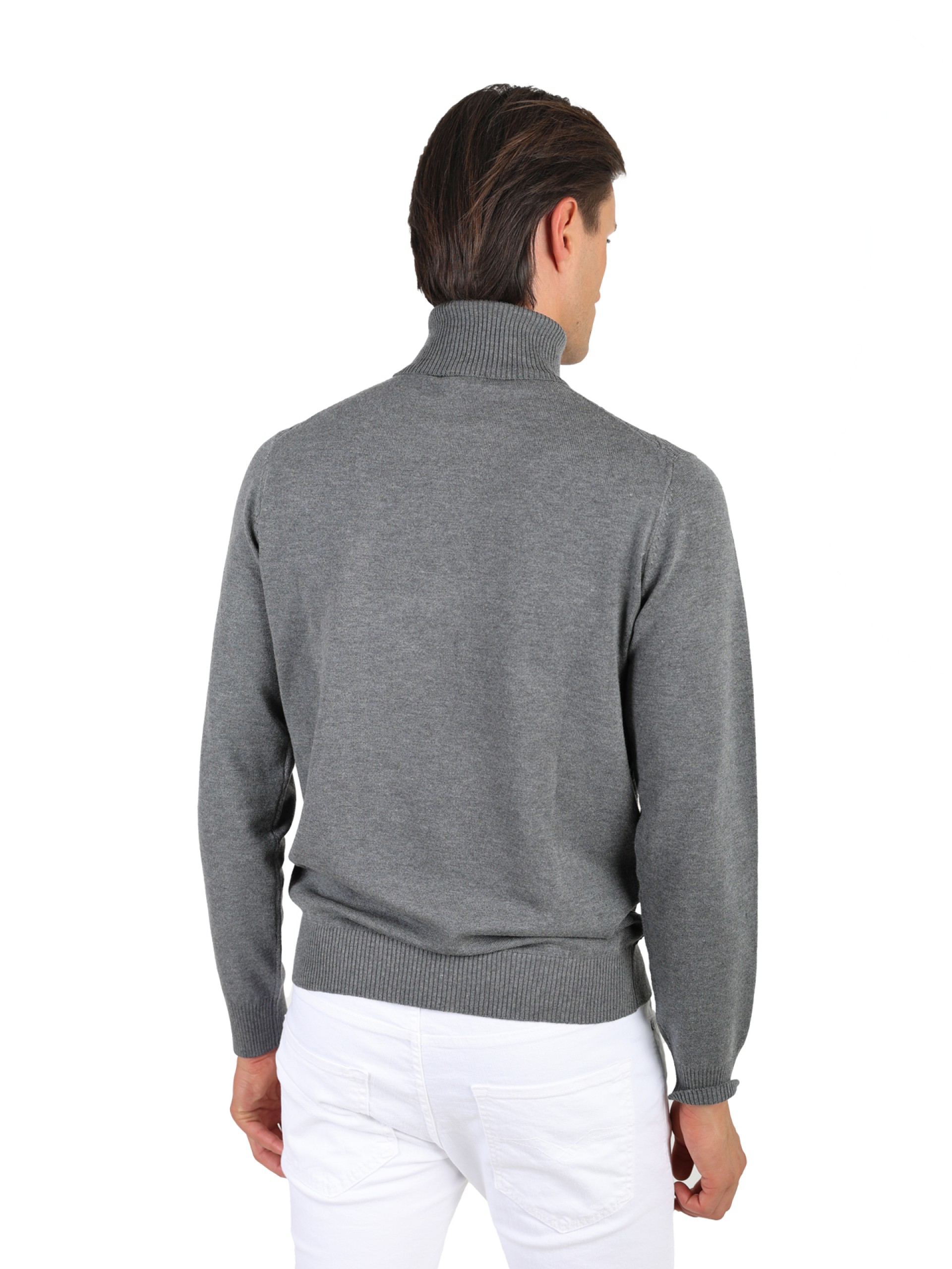 Camisola de gola alta com efeito entrançado