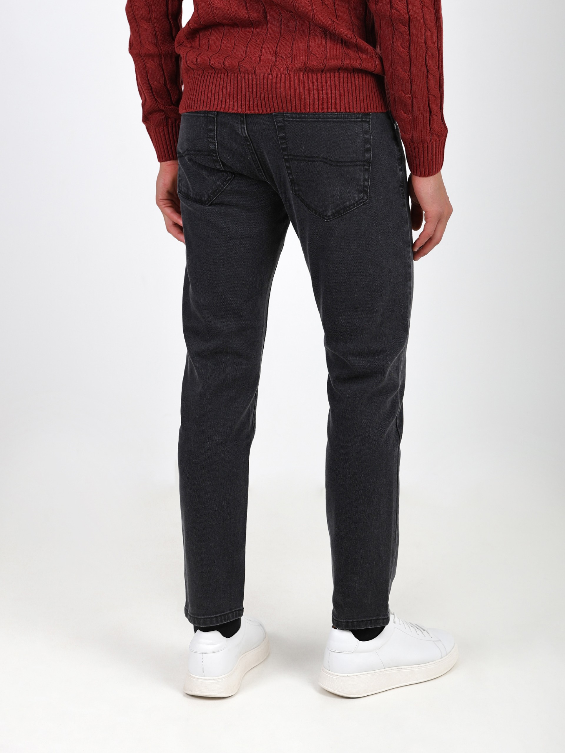 Stretch cotton denim trousers