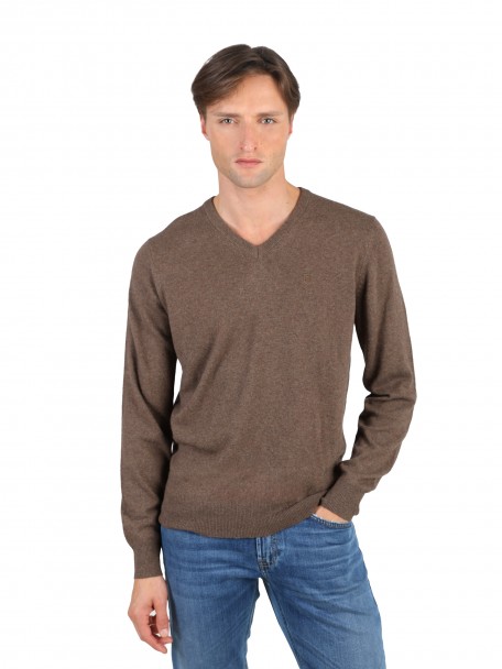 Camisola caxemira com decote em V