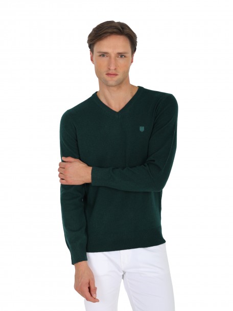 Camisola caxemira com decote em V