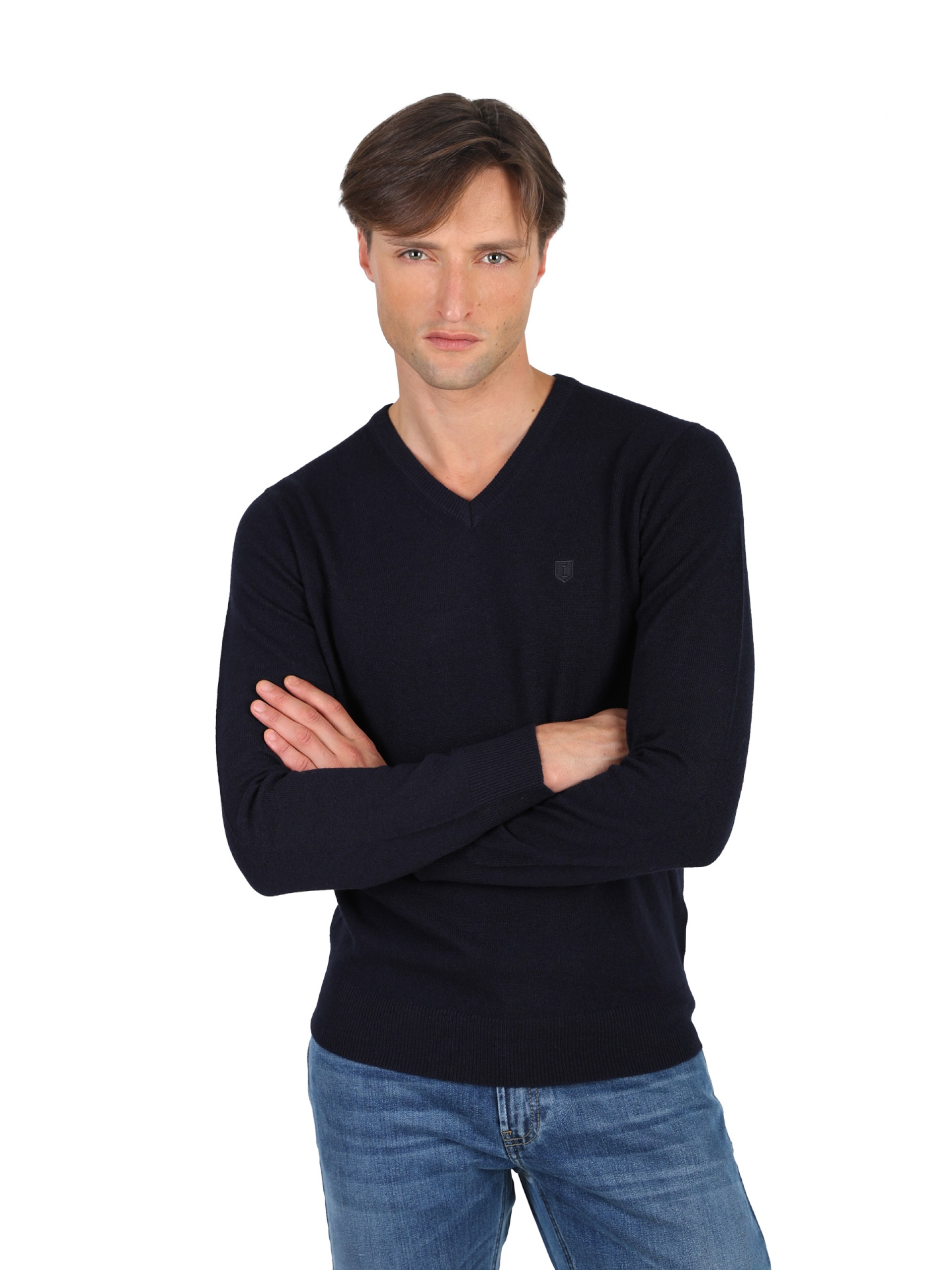 Camisola caxemira com decote em V