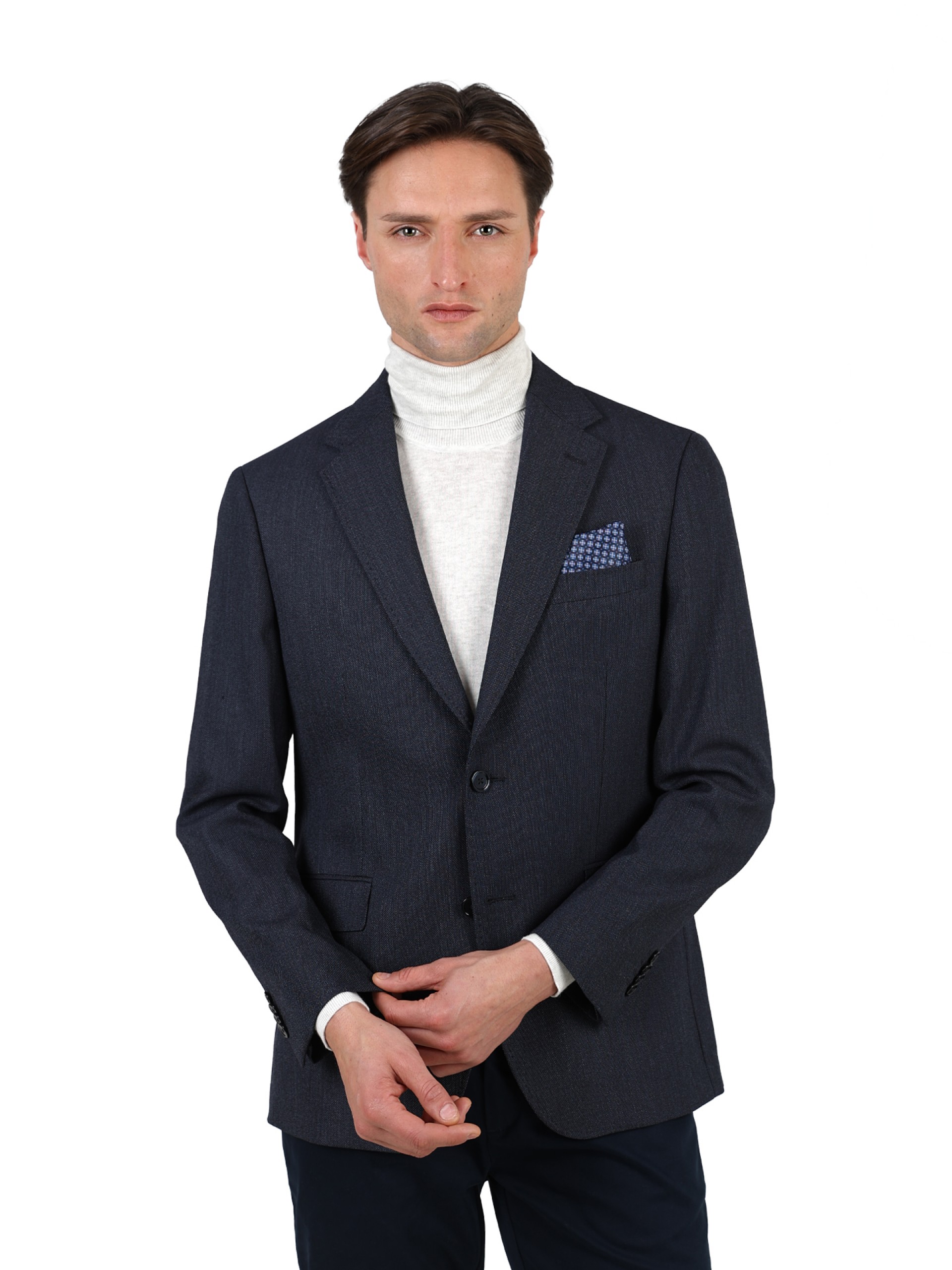 Wool blazer with micro pattern