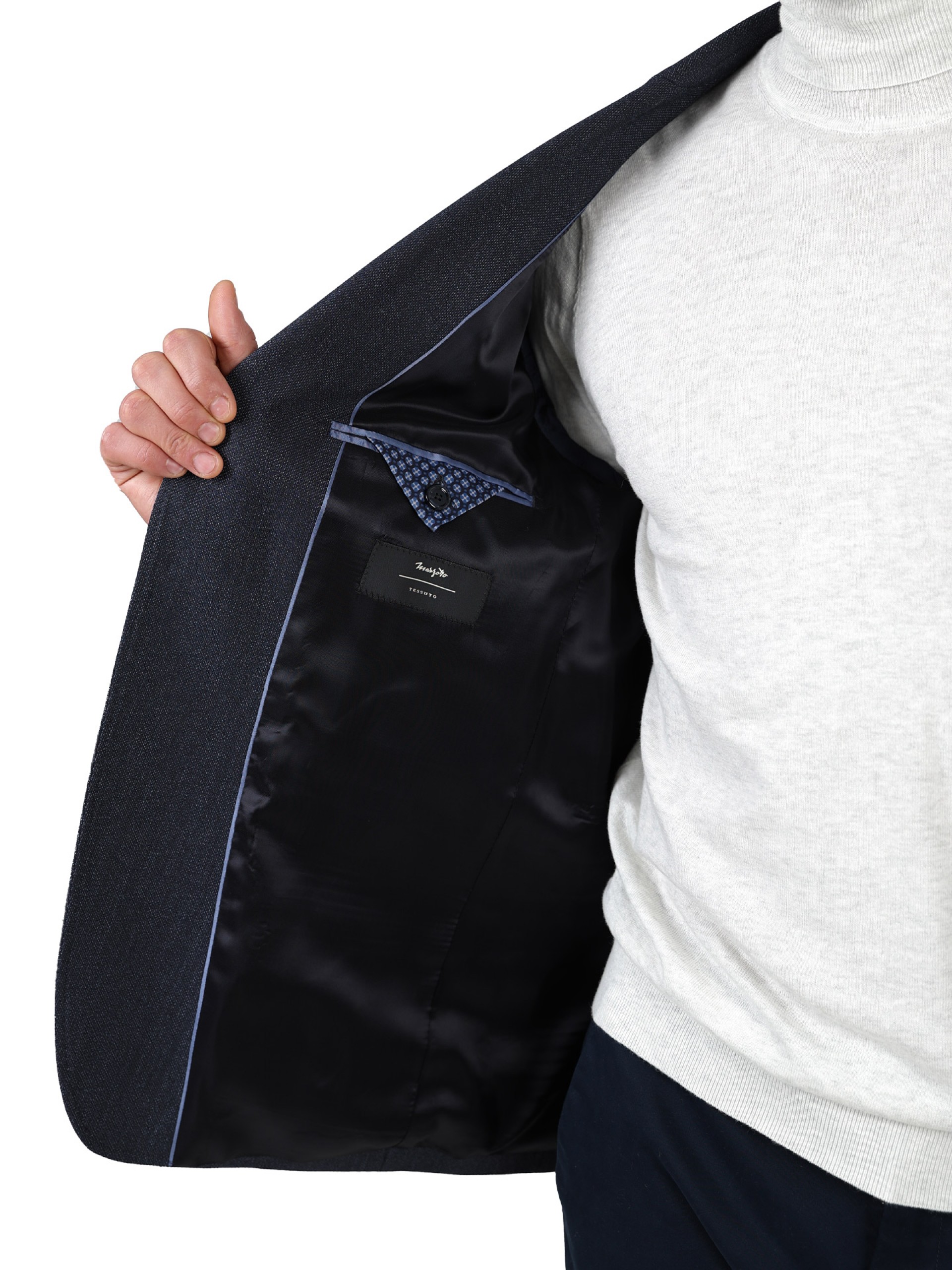 Wool blazer with micro pattern