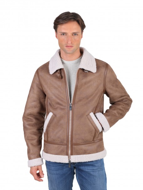 Aviator jacket with fur details Aviator jacket with fur details
