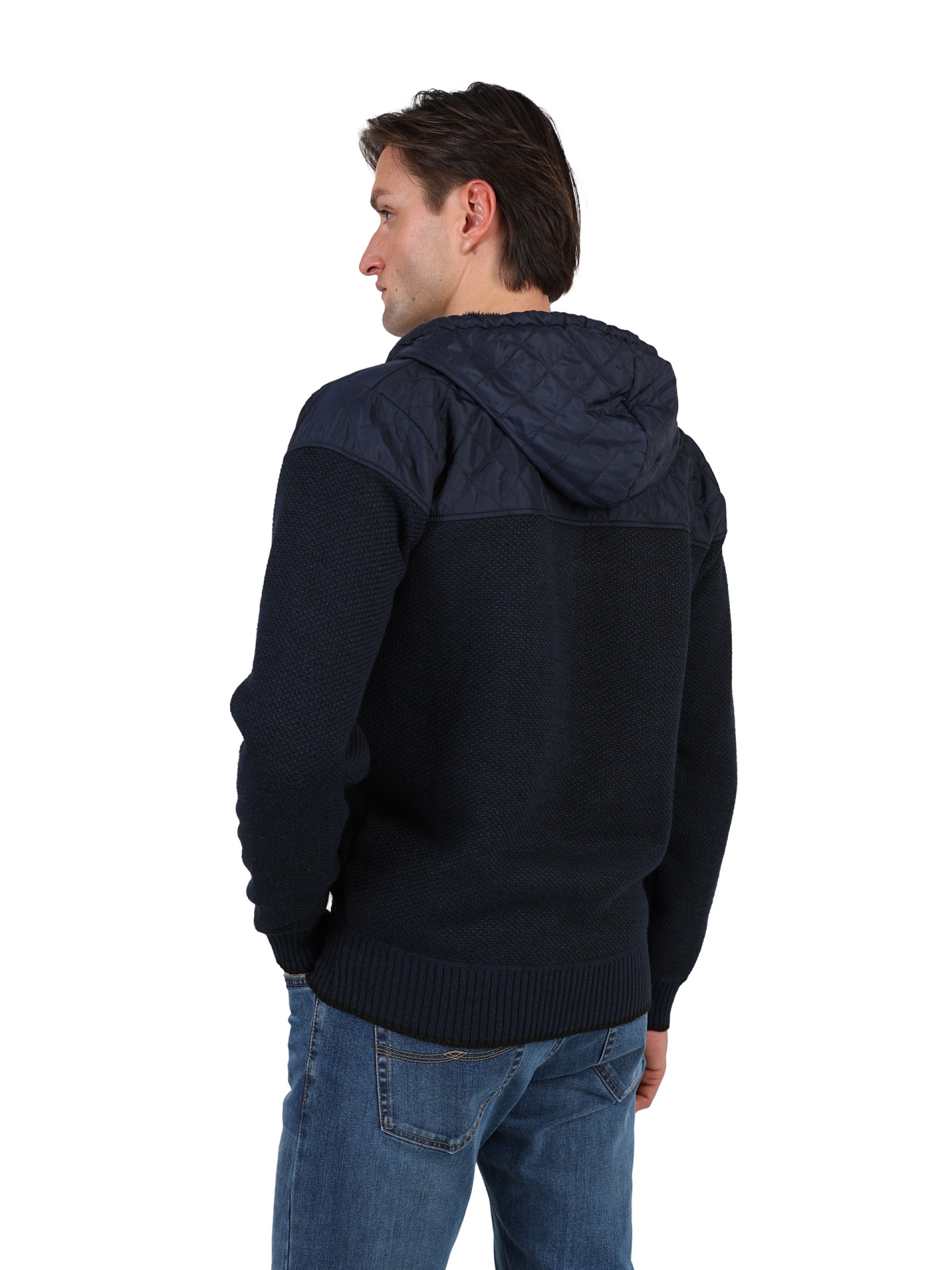 Knit jacket with brushed fleece