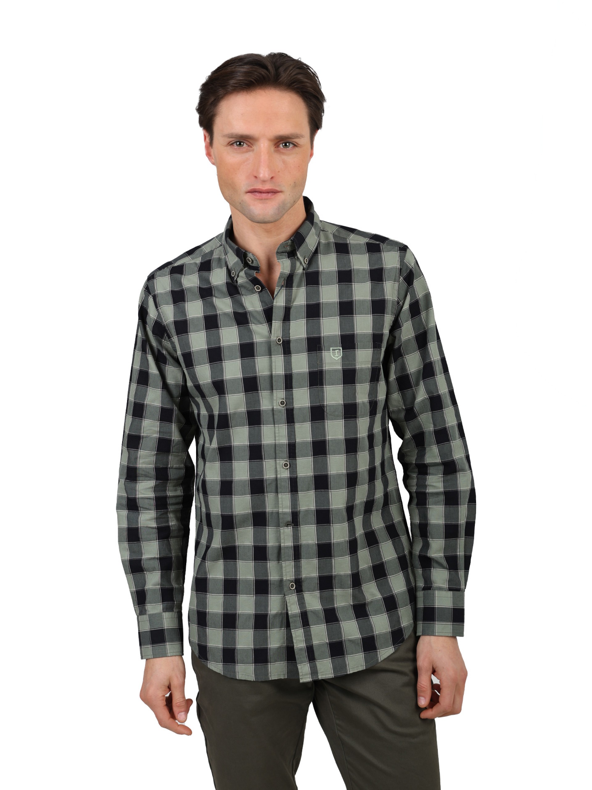 Camisa Casual em Algodão - Padrão Xadrez