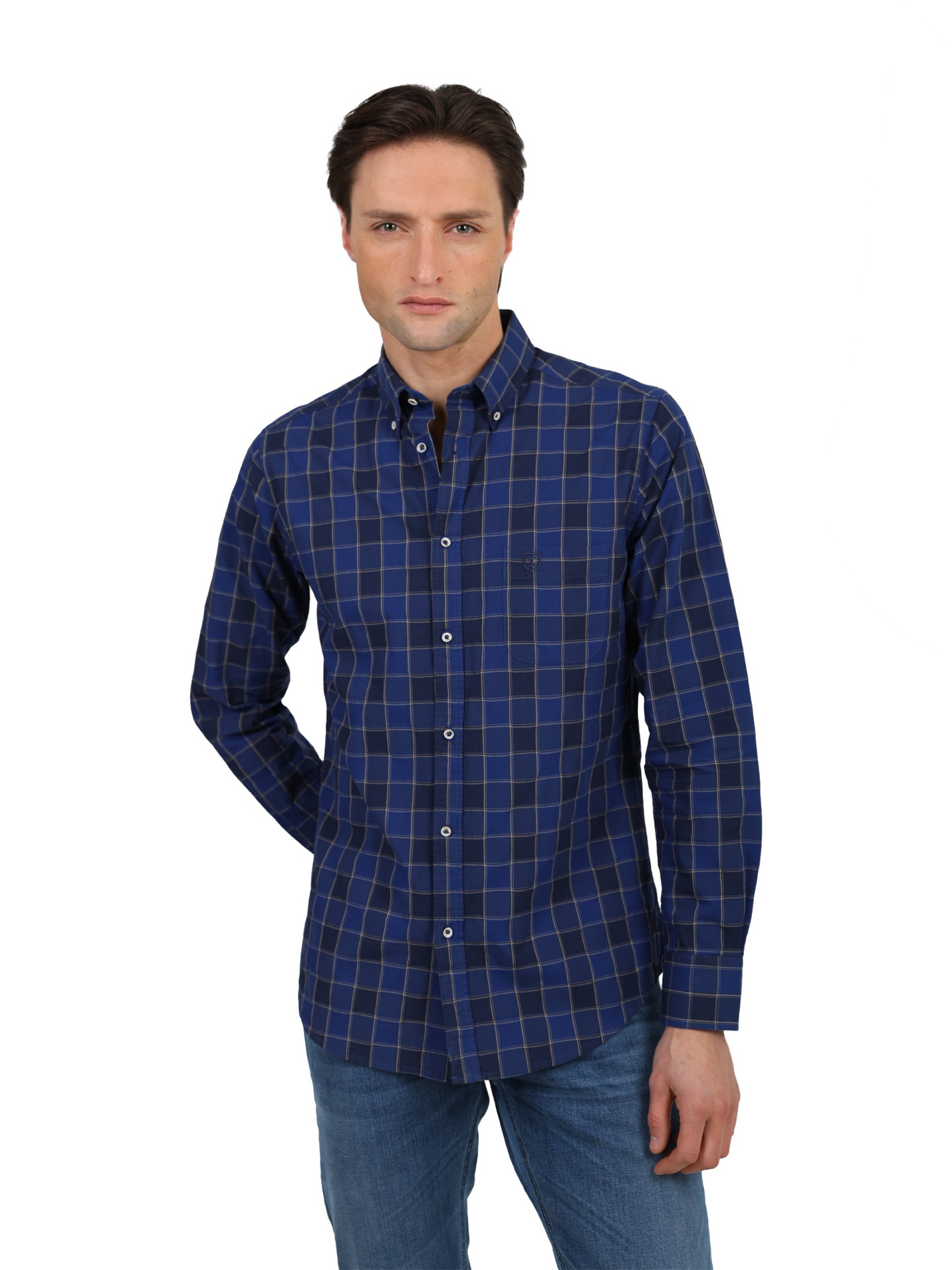 Camisa Casual em Algodão - Padrão Xadrez