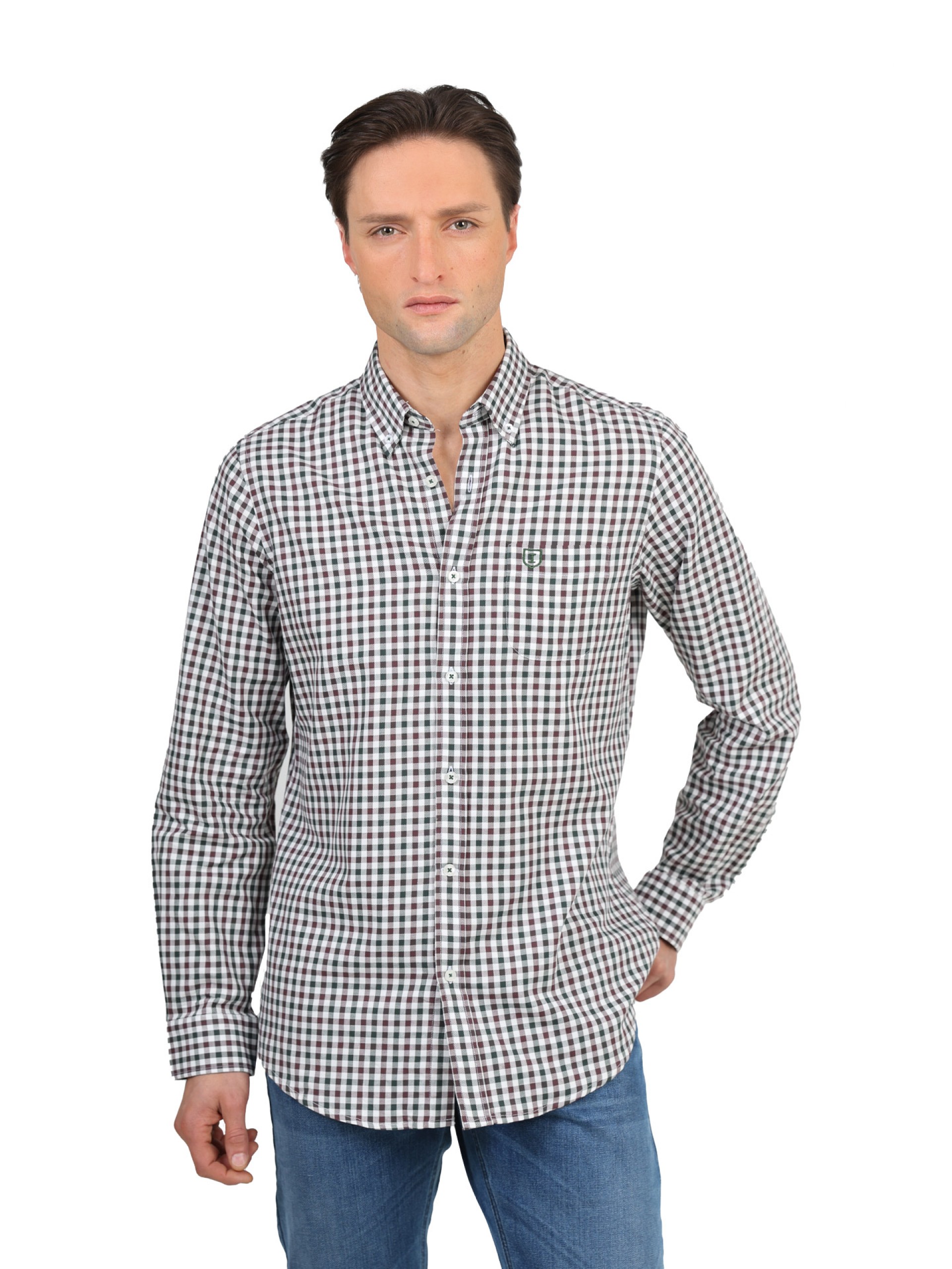 Men's Casual Cotton Shirt - Check Pattern
