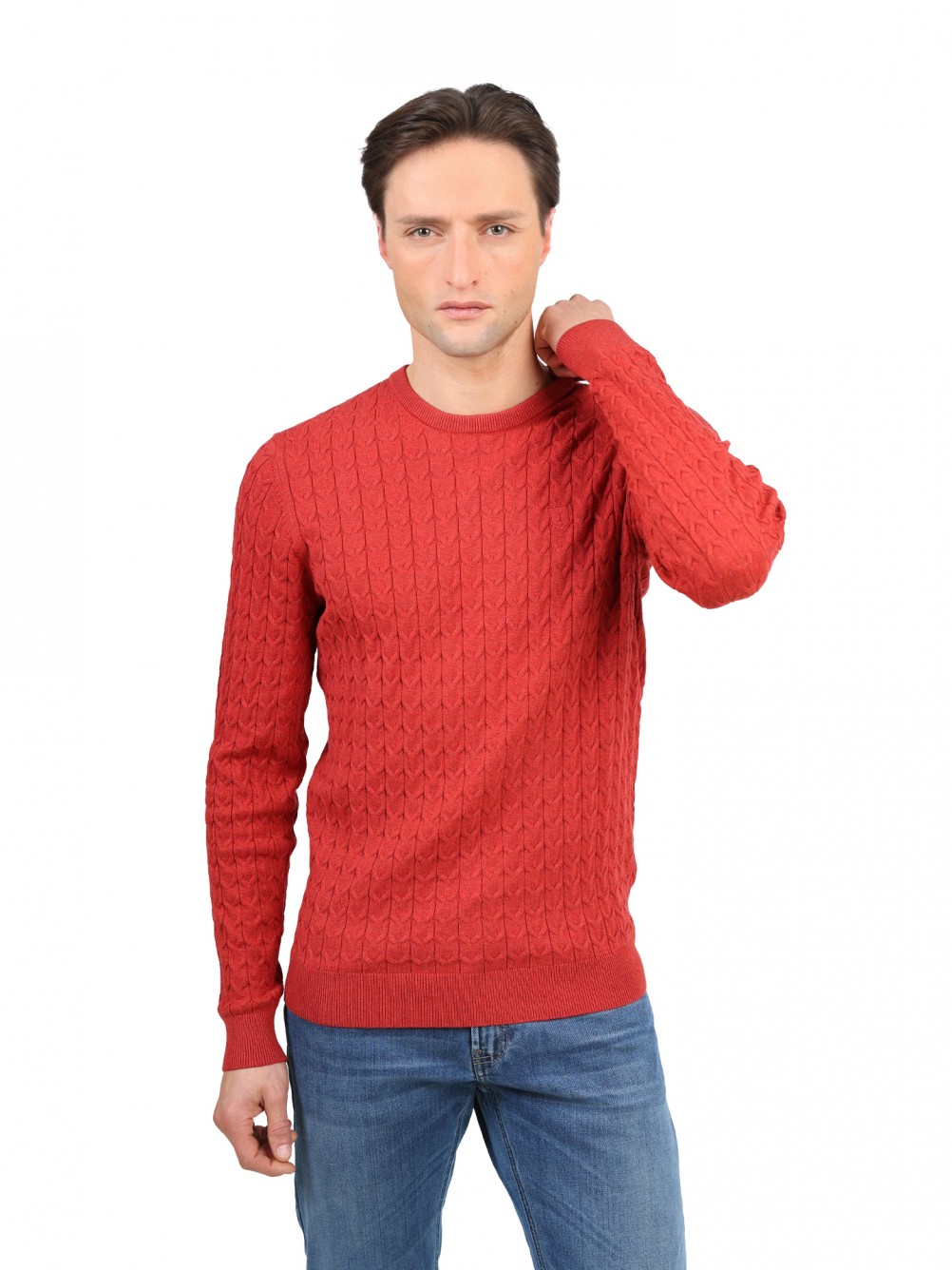 Jersey de punto trenzado de algod�n