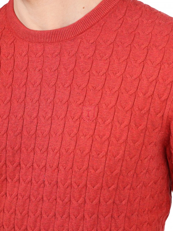 Camisola de malha de algodão efeito entrançado Camisola de malha de algodão efeito entrançado