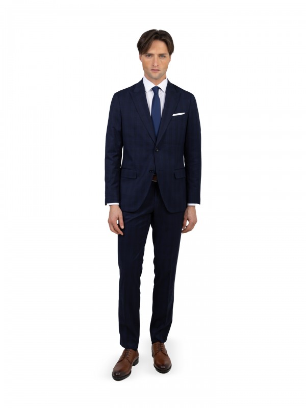 Blue patterned regular fit suit
