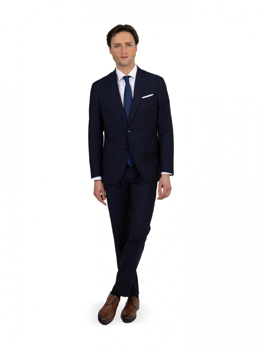 Fato azul com padrão slim fit