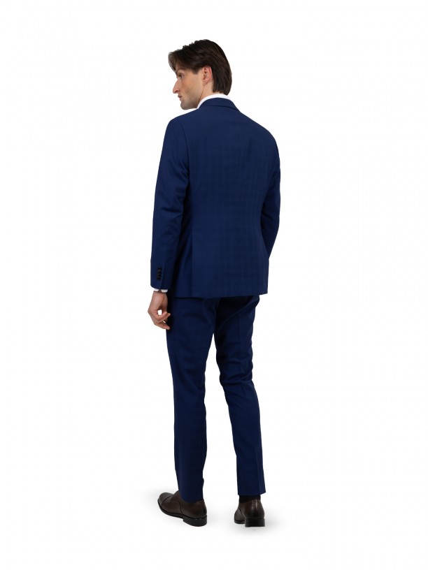 Fato azul com padro slim fit
