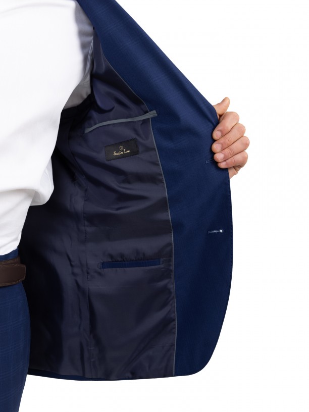 Fato azul com padro slim fit