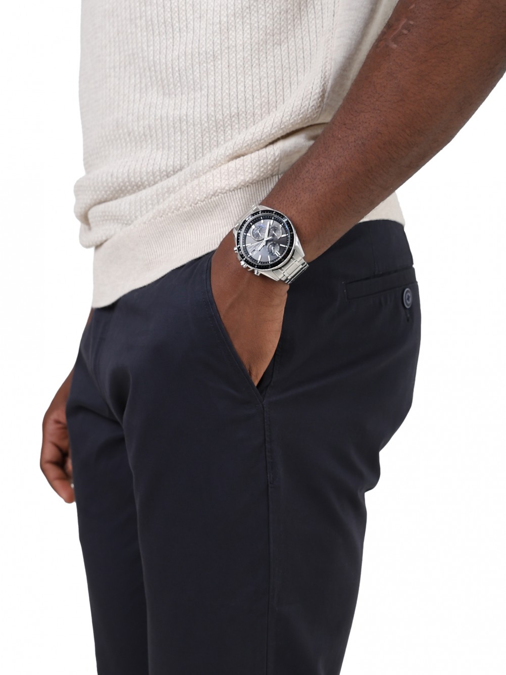 Pantalones chinos de algod�n el�stico