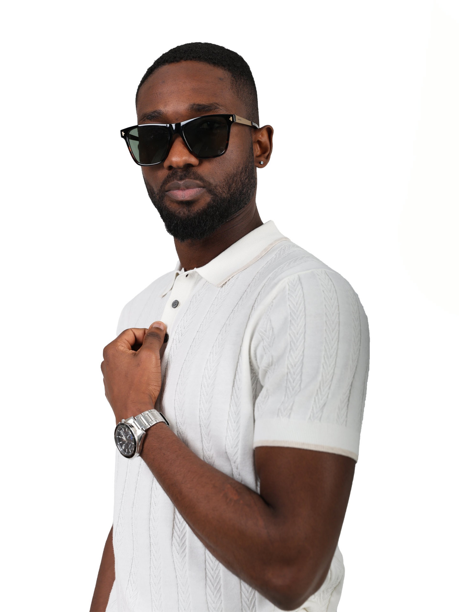 100% cotton polo with a braided effect