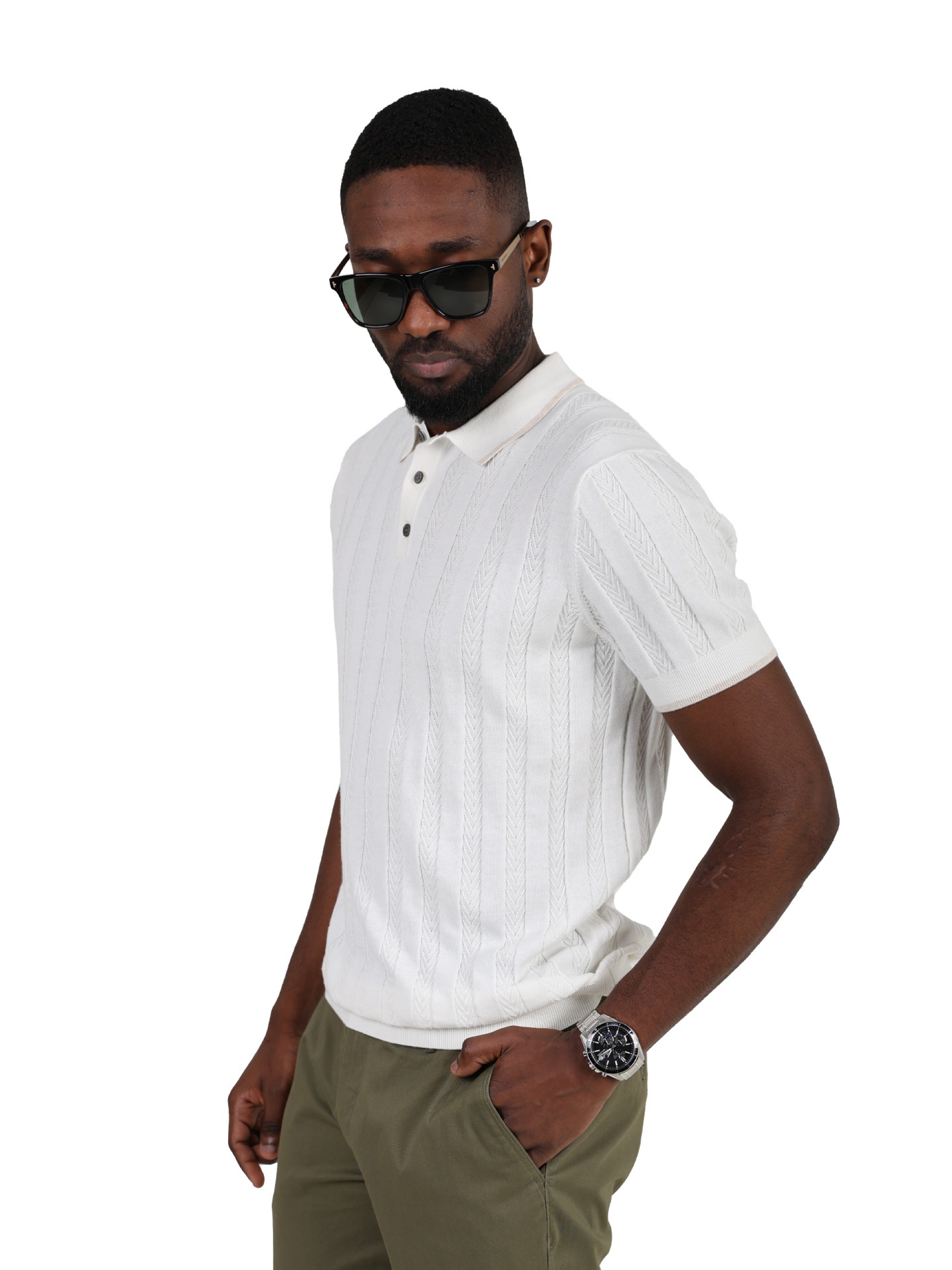 100% cotton polo with a braided effect