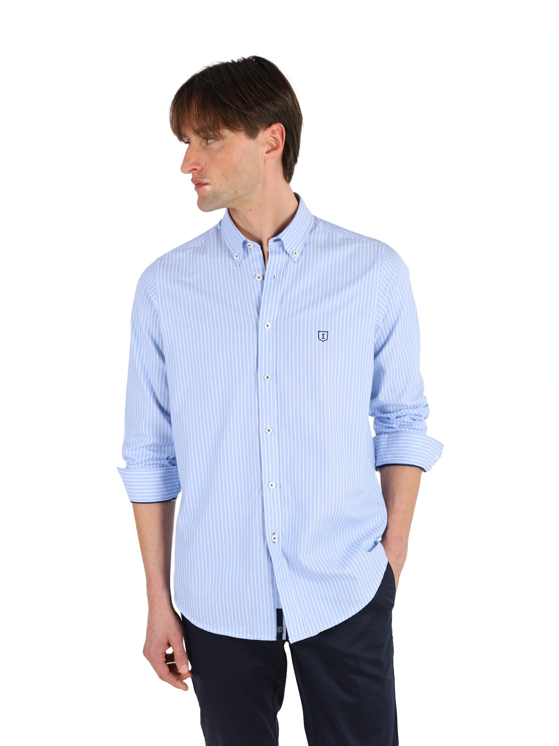 Camisa de 100% algodão às riscas