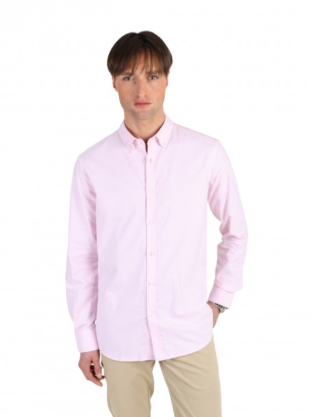 Camisa casual lisa 100% algod�o regular fit