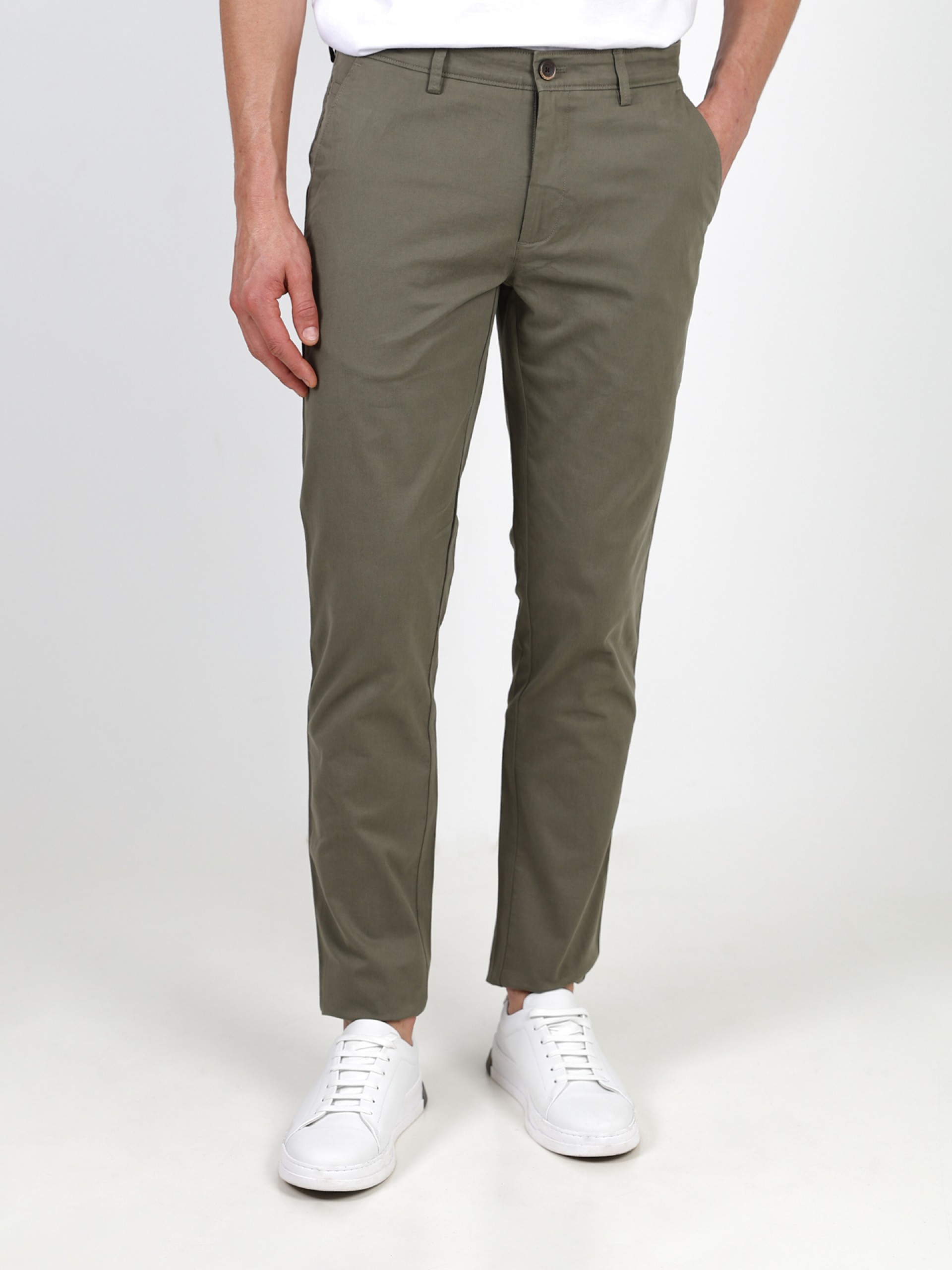 Calças chino de algodão elástico