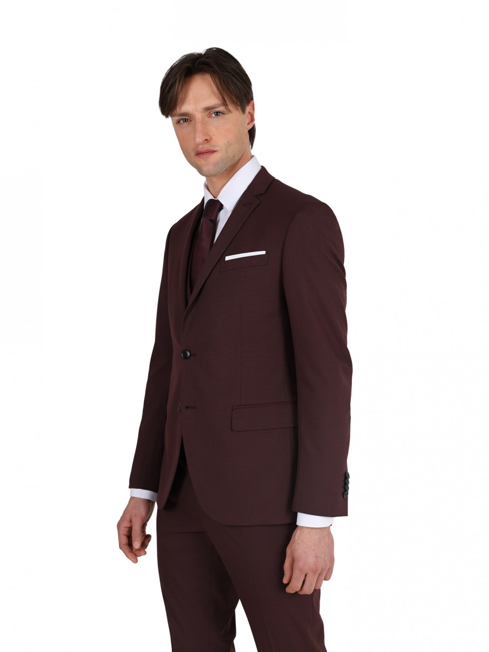 Fato liso com colete Slim fit