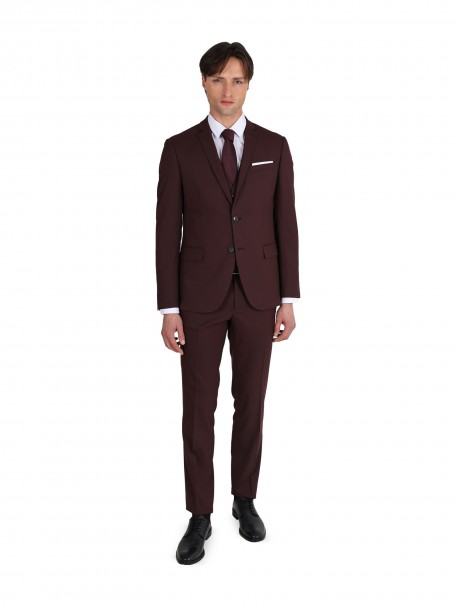 Fato liso com colete Slim fit