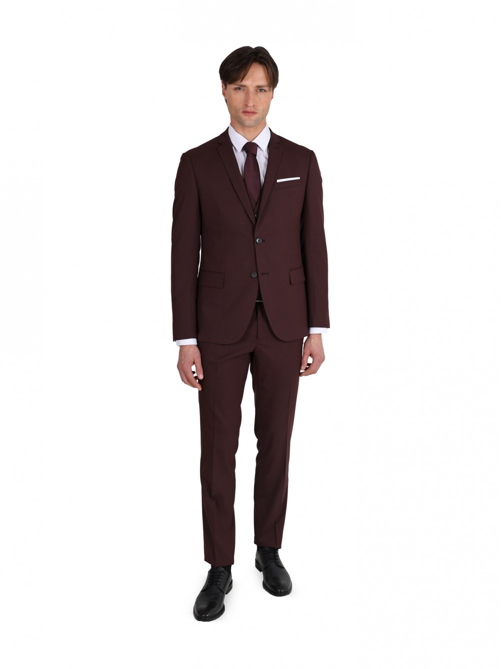 Fato liso com colete Slim fit