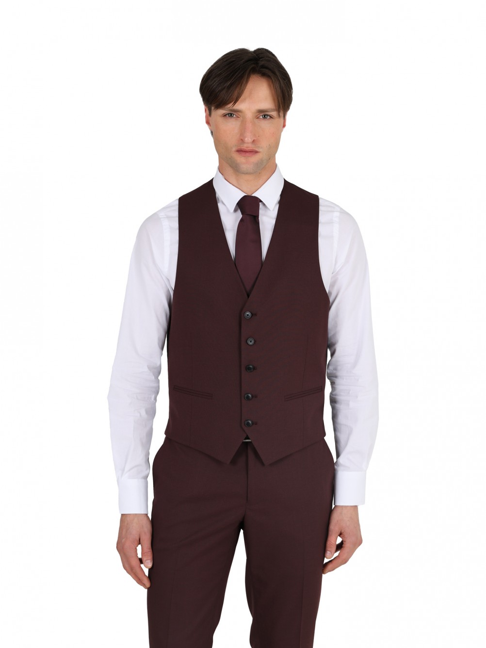 Fato liso com colete Slim fit