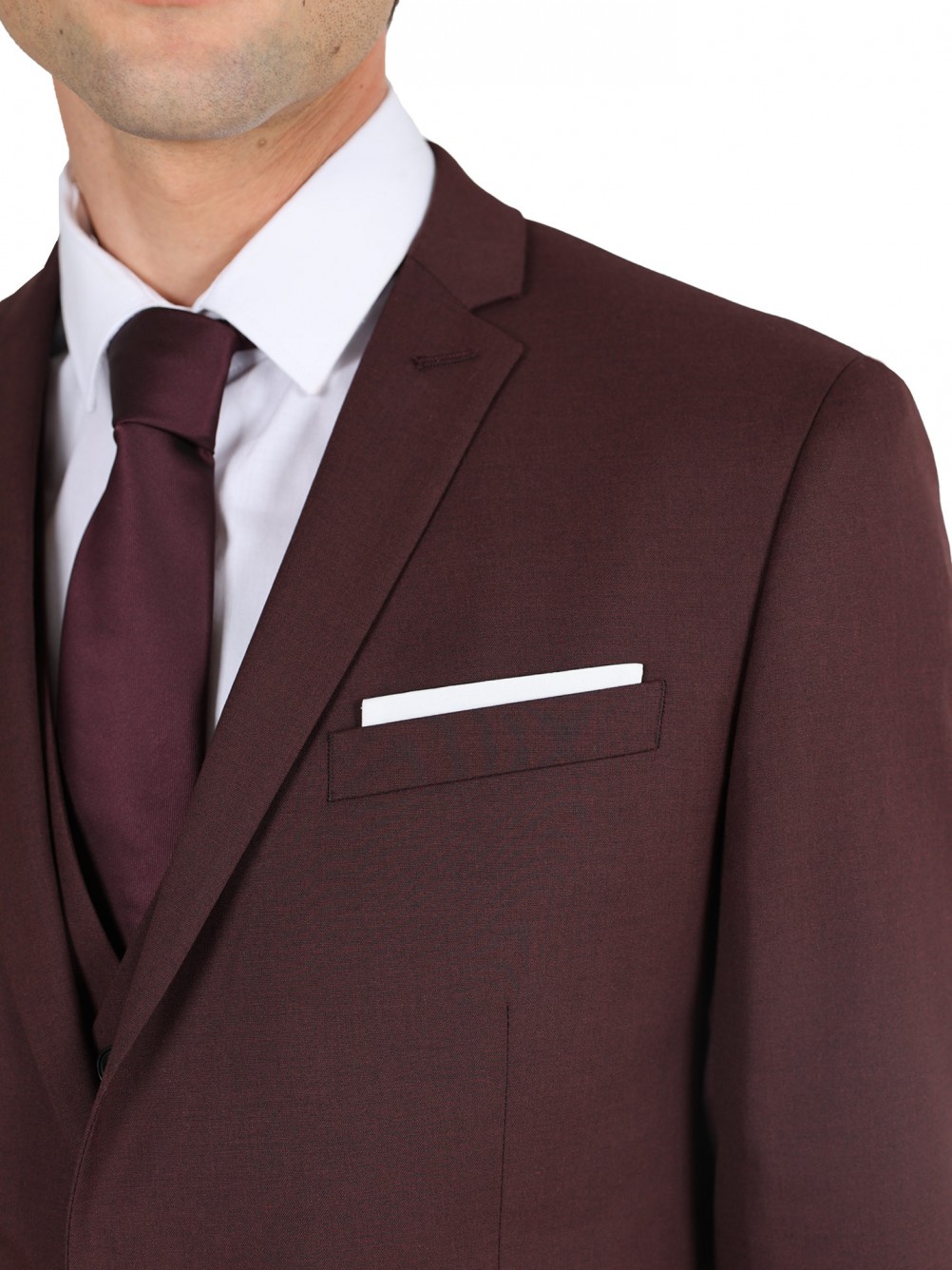 Fato liso com colete Slim fit