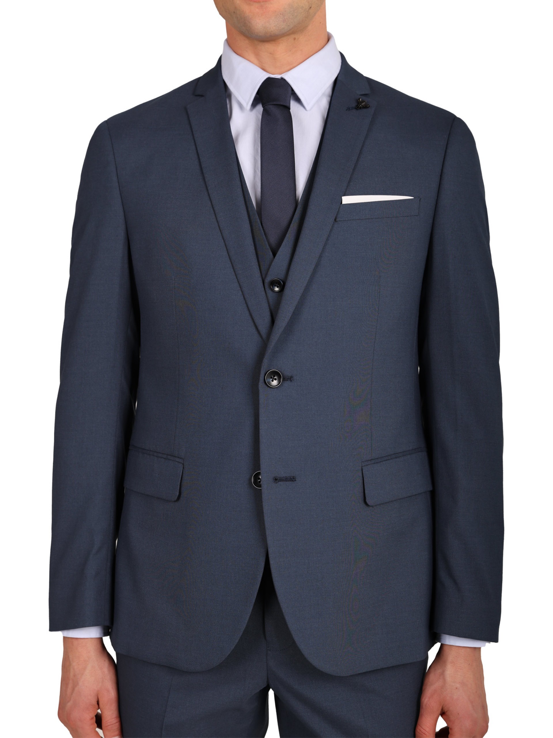 Fato liso com colete Slim fit