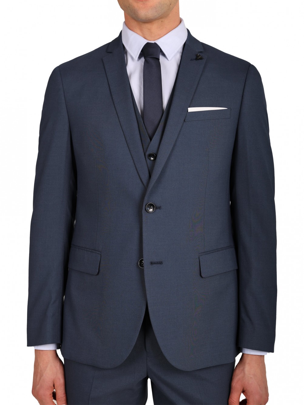 Traje liso con chaleco Slim Fit