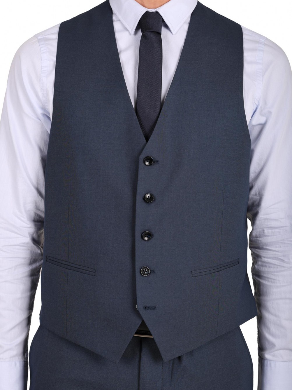 Traje liso con chaleco Slim Fit