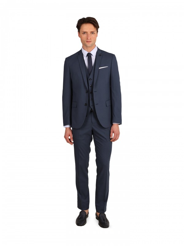 Traje liso con chaleco Slim Fit