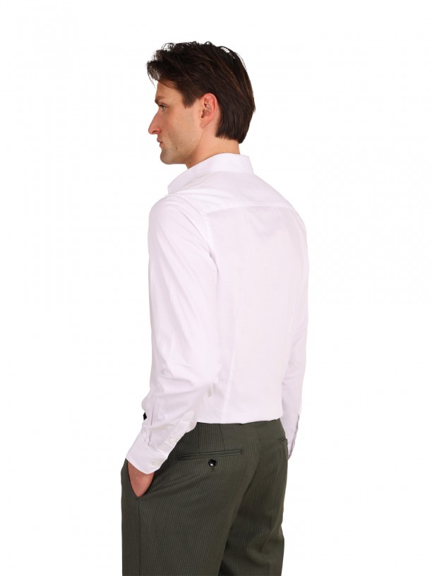 Camisa lisa 100% algodo slim fit