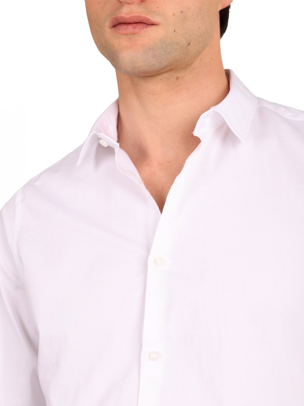 Camisa lisa 100% algod�o slim fit
