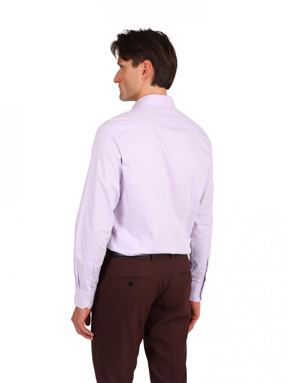 Camisa lisa 100% algod�o slim fit