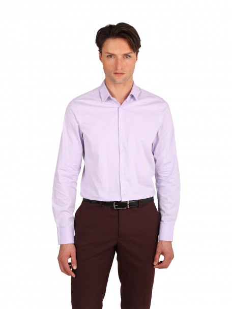 Camisa lisa 100% algod�o slim fit