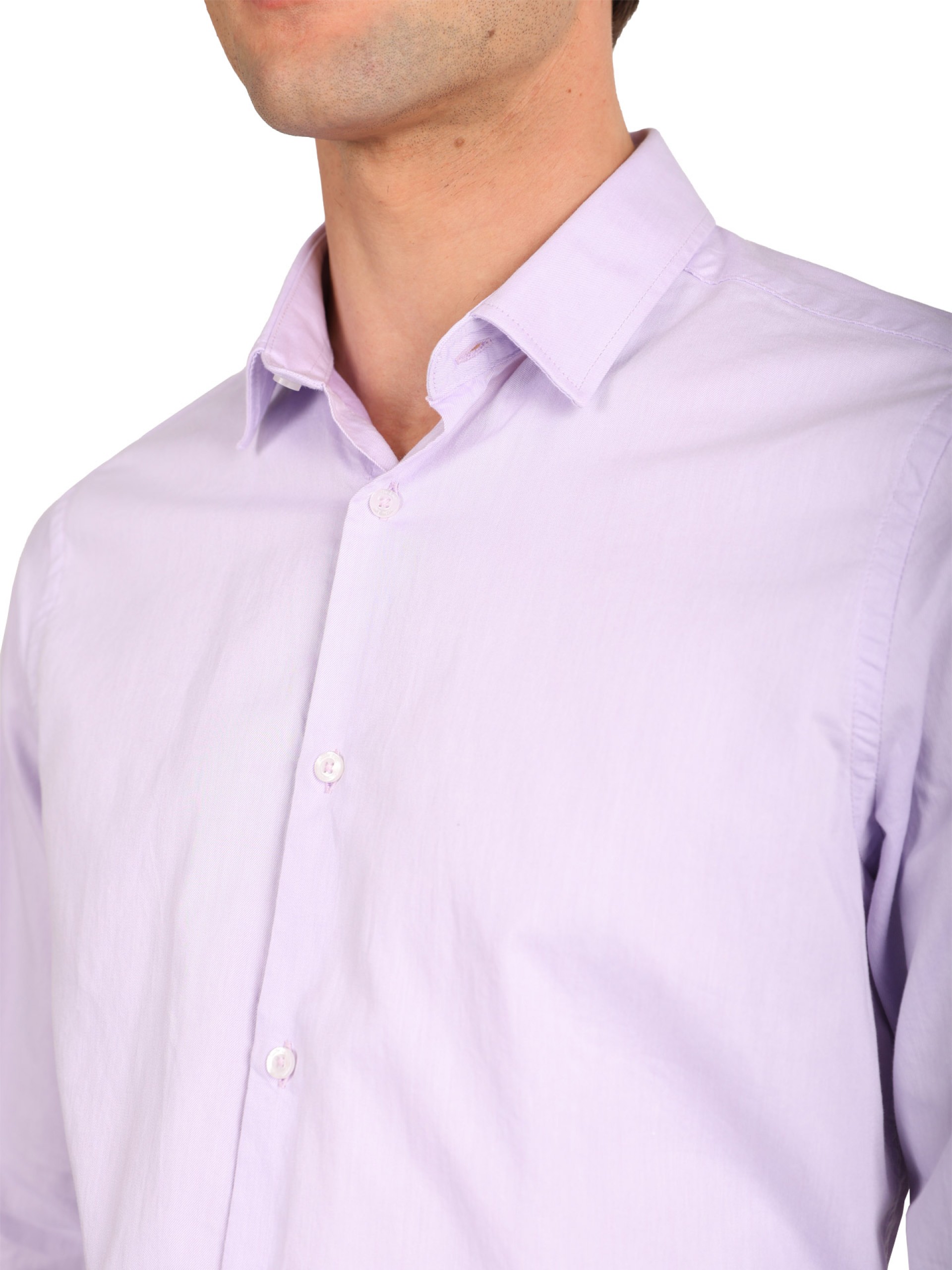 Camisa lisa 100% algodón slim fit