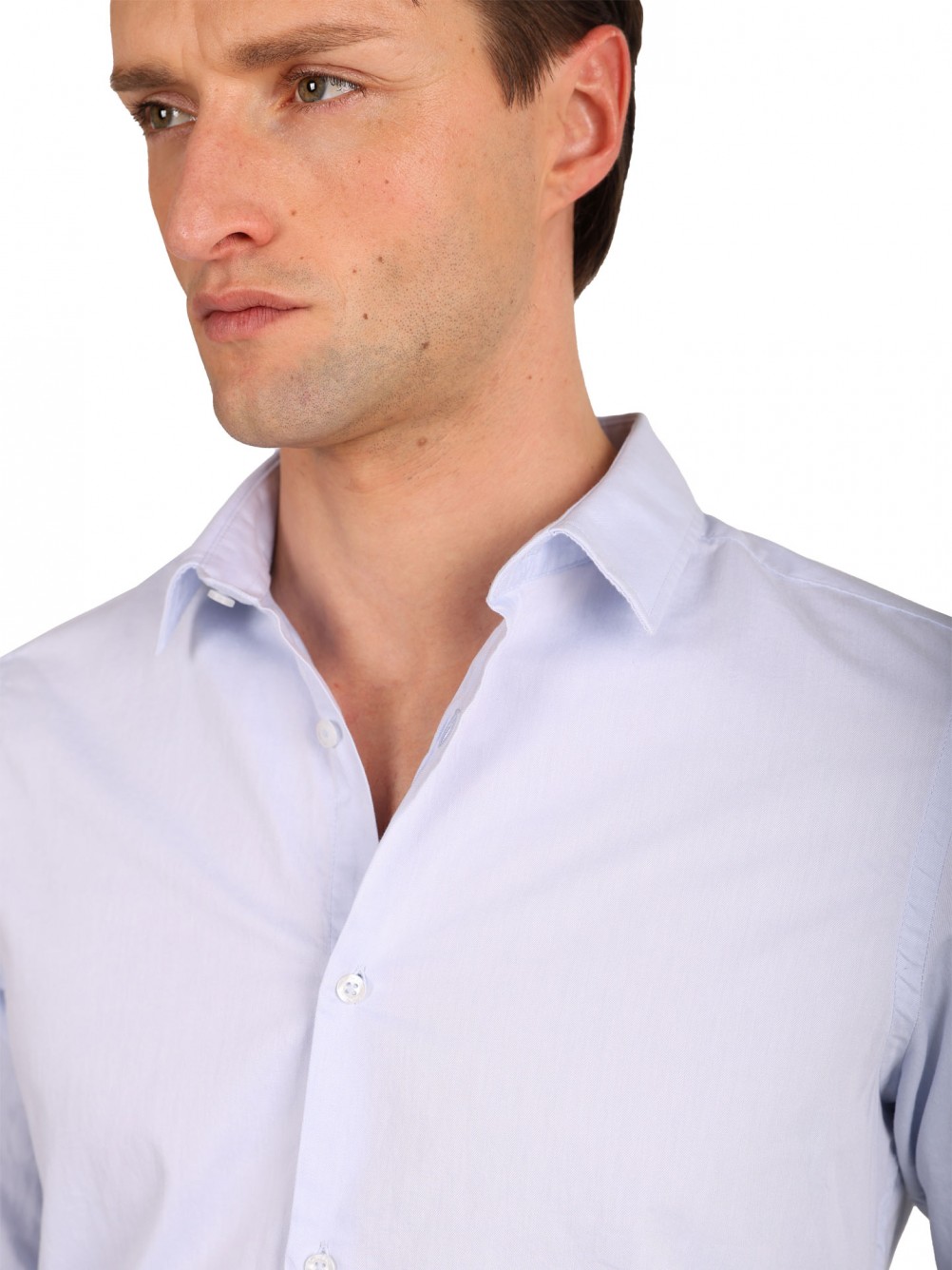 Camisa lisa 100% algod�o slim fit