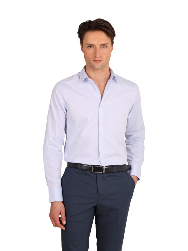Camisa lisa 100% algodo slim fit