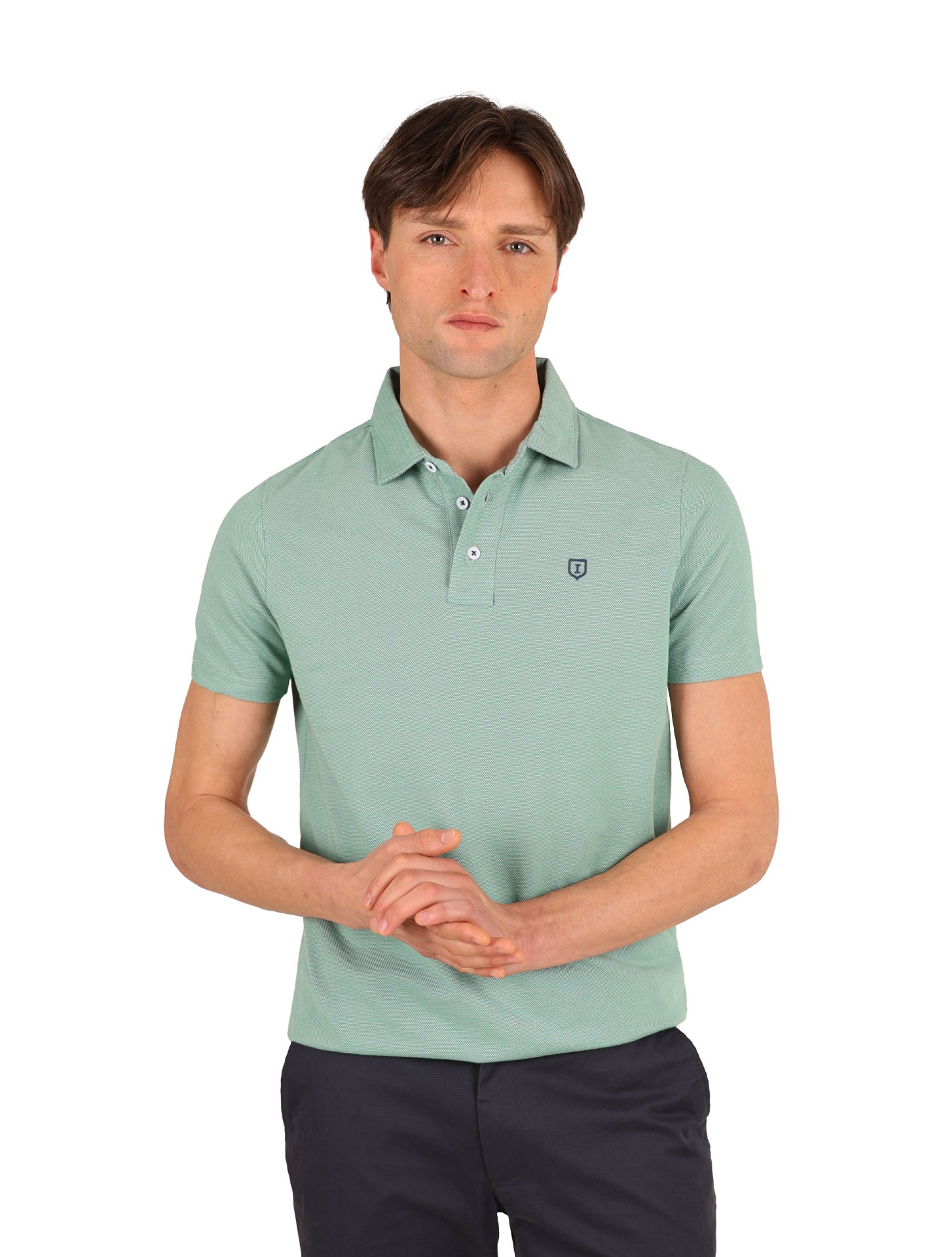 Cotton polo with a micro pattern
