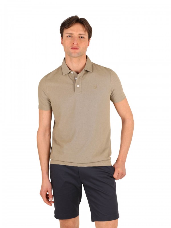 Cotton polo with a micro pattern