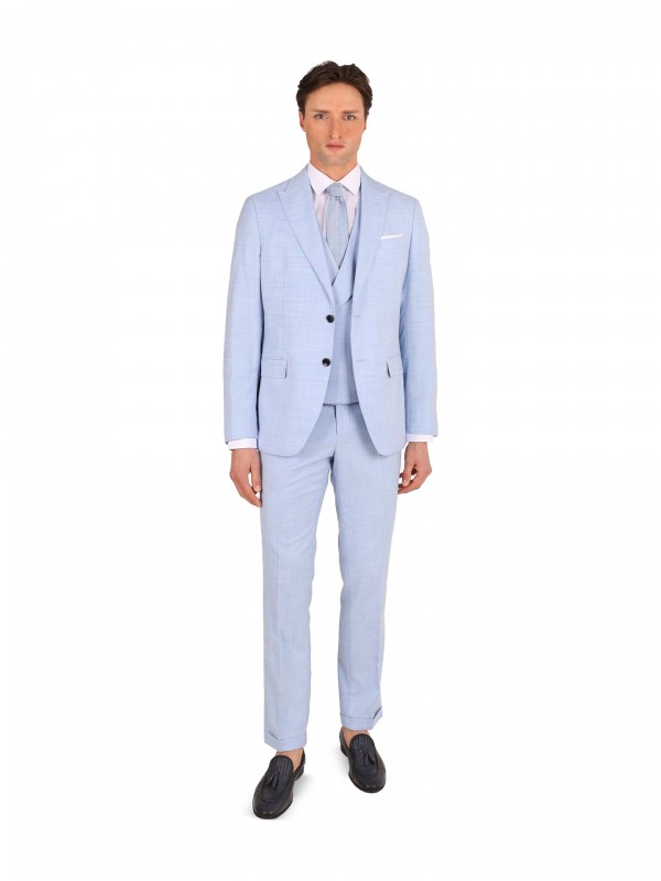 Traje liso slim fit con chaleco
